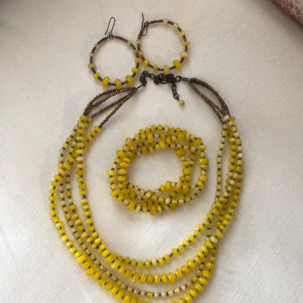 Yellow Necklace, Bracelet and Earring Set